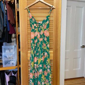 Natural Life green floral maxi dress NWOT